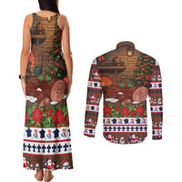 France Christmas Couples Matching Tank Maxi Dress and Long Sleeve Button Shirt Buche De Noel - Wonder Print Shop