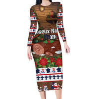 France Christmas Long Sleeve Bodycon Dress Buche De Noel - Wonder Print Shop