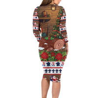 France Christmas Long Sleeve Bodycon Dress Buche De Noel - Wonder Print Shop