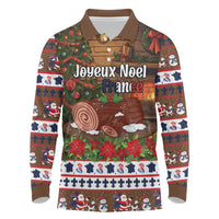 France Christmas Long Sleeve Polo Shirt Buche De Noel - Wonder Print Shop