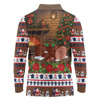 France Christmas Long Sleeve Polo Shirt Buche De Noel - Wonder Print Shop
