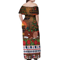 France Christmas Off Shoulder Maxi Dress Buche De Noel - Wonder Print Shop