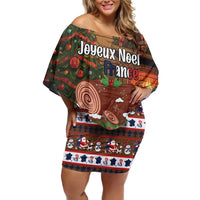 France Christmas Off Shoulder Short Dress Buche De Noel - Wonder Print Shop