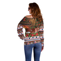 France Christmas Off Shoulder Sweater Buche De Noel - Wonder Print Shop