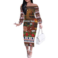 France Christmas Off The Shoulder Long Sleeve Dress Buche De Noel - Wonder Print Shop