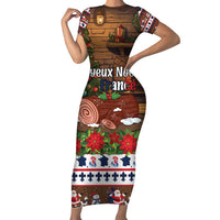 France Christmas Short Sleeve Bodycon Dress Buche De Noel - Wonder Print Shop
