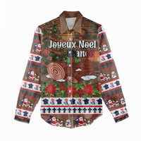 France Christmas Women Casual Shirt Buche De Noel - Wonder Print Shop