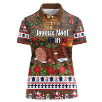 France Christmas Women Polo Shirt Buche De Noel - Wonder Print Shop