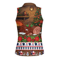 France Christmas Women Sleeveless Polo Shirt Buche De Noel - Wonder Print Shop
