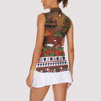France Christmas Women Sleeveless Polo Shirt Buche De Noel - Wonder Print Shop
