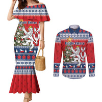Czech Republic Christmas Personalized Couples Matching Mermaid Dress and Long Sleeve Button Shirt Vesele Vanoce - Wonder Print Shop