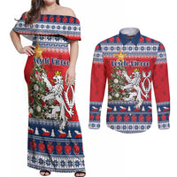 Czech Republic Christmas Personalized Couples Matching Off Shoulder Maxi Dress and Long Sleeve Button Shirt Vesele Vanoce - Wonder Print Shop