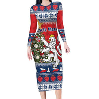 Czech Republic Christmas Personalized Long Sleeve Bodycon Dress Vesele Vanoce - Wonder Print Shop