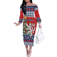 Czech Republic Christmas Personalized Off The Shoulder Long Sleeve Dress Vesele Vanoce - Wonder Print Shop