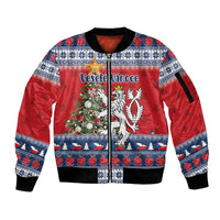 Czech Republic Christmas Personalized Sleeve Zip Bomber Jacket Vesele Vanoce - Wonder Print Shop