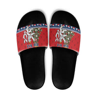 Czech Republic Christmas Personalized Slide Sandals Vesele Vanoce - Wonder Print Shop