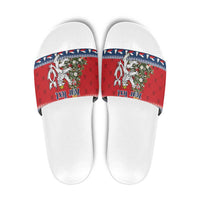 Czech Republic Christmas Personalized Slide Sandals Vesele Vanoce - Wonder Print Shop