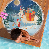 Sweden christmas Beach Blanket Scandinavian Tomte and Yule Goat Christmas - Wonder Print Shop