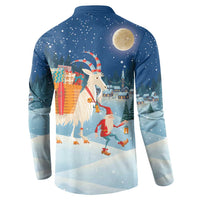 Sweden christmas Button Sweatshirt Scandinavian Tomte and Yule Goat Christmas - Wonder Print Shop