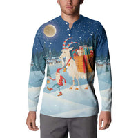 Sweden christmas Button Sweatshirt Scandinavian Tomte and Yule Goat Christmas - Wonder Print Shop