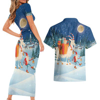 Sweden christmas Couples Matching Short Sleeve Bodycon Dress and Hawaiian Shirt Scandinavian Tomte and Yule Goat Christmas - Wonder Print Shop