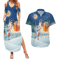 Sweden christmas Couples Matching Summer Maxi Dress and Hawaiian Shirt Scandinavian Tomte and Yule Goat Christmas - Wonder Print Shop