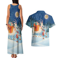 Sweden christmas Couples Matching Tank Maxi Dress and Hawaiian Shirt Scandinavian Tomte and Yule Goat Christmas - Wonder Print Shop