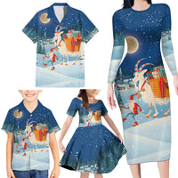 Sweden christmas Family Matching Long Sleeve Bodycon Dress and Hawaiian Shirt Scandinavian Tomte and Yule Goat Christmas - Wonder Print Shop