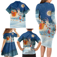 Sweden christmas Family Matching Long Sleeve Bodycon Dress and Hawaiian Shirt Scandinavian Tomte and Yule Goat Christmas - Wonder Print Shop