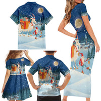 Sweden christmas Family Matching Short Sleeve Bodycon Dress and Hawaiian Shirt Scandinavian Tomte and Yule Goat Christmas - Wonder Print Shop