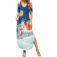 Sweden christmas Family Matching Summer Maxi Dress and Hawaiian Shirt Scandinavian Tomte and Yule Goat Christmas - Wonder Print Shop