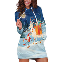 Sweden christmas Hoodie Dress Scandinavian Tomte and Yule Goat Christmas - Wonder Print Shop