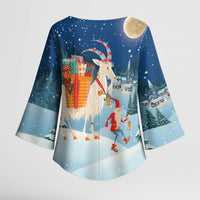 Sweden christmas Kimono Sleeve Blouse Scandinavian Tomte and Yule Goat Christmas - Wonder Print Shop
