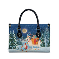Sweden christmas Leather Bag Scandinavian Tomte and Yule Goat Christmas - Wonder Print Shop