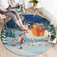 Sweden christmas Round Carpet Scandinavian Tomte and Yule Goat Christmas - Wonder Print Shop