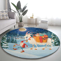 Sweden christmas Round Carpet Scandinavian Tomte and Yule Goat Christmas - Wonder Print Shop