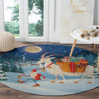 Sweden christmas Round Carpet Scandinavian Tomte and Yule Goat Christmas - Wonder Print Shop