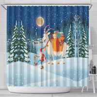 Sweden christmas Shower Curtain Scandinavian Tomte and Yule Goat Christmas - Wonder Print Shop