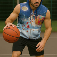 Sweden christmas Sleeveless Zip Hoodie Scandinavian Tomte and Yule Goat Christmas - Wonder Print Shop