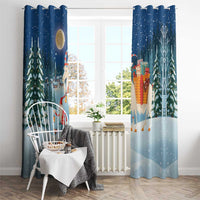 Sweden christmas Window Curtain Scandinavian Tomte and Yule Goat Christmas - Wonder Print Shop