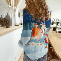 Sweden christmas Women Casual Shirt Scandinavian Tomte and Yule Goat Christmas - Wonder Print Shop