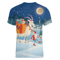 Sweden christmas Women V-Neck T-Shirt Scandinavian Tomte and Yule Goat Christmas - Wonder Print Shop