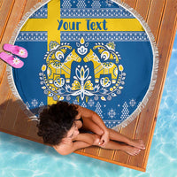 Sweden Christmas Personalized Beach Blanket Dala Horse God Jul - Wonder Print Shop