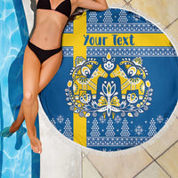 Sweden Christmas Personalized Beach Blanket Dala Horse God Jul - Wonder Print Shop