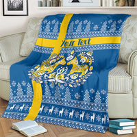 Sweden Christmas Personalized Blanket Dala Horse God Jul - Wonder Print Shop