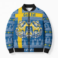 Sweden Christmas Personalized Bomber Puffer Jacket Dala Horse God Jul - Wonder Print Shop