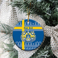 Sweden Christmas Personalized Ceramic Ornament Dala Horse God Jul - Wonder Print Shop