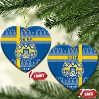 Sweden Christmas Personalized Ceramic Ornament Dala Horse God Jul - Wonder Print Shop