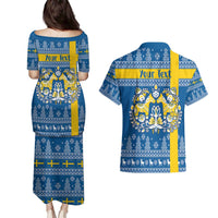 Sweden Christmas Personalized Couples Matching Puletasi and Hawaiian Shirt Dala Horse God Jul - Wonder Print Shop
