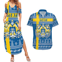 Sweden Christmas Personalized Couples Matching Summer Maxi Dress and Hawaiian Shirt Dala Horse God Jul - Wonder Print Shop